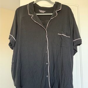 Victoria's Secret Black Pajama Set with Pink Piping